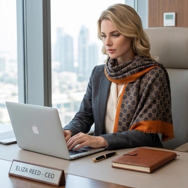 Heritage Monogram Wool Wrap — 100% Virgin Wool