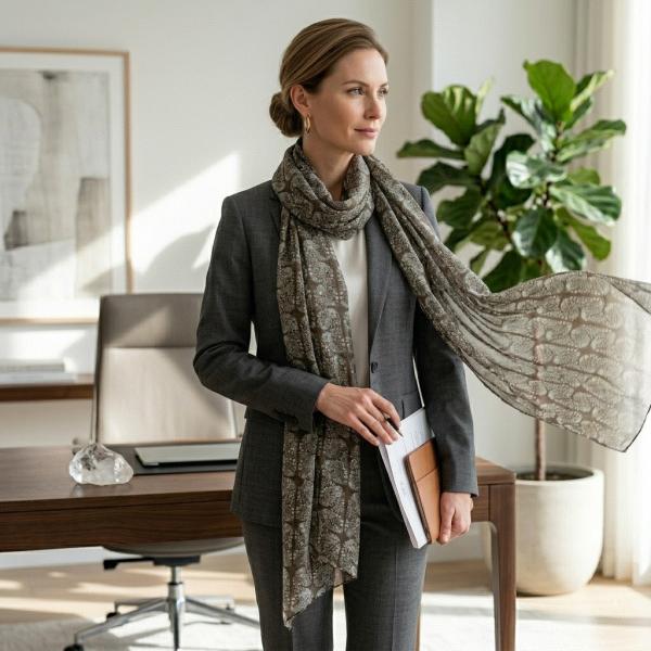 Bronze & Sage — The Narrative Silk Scarf