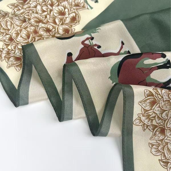 The Grand Heritage Garden & Galloping Horse 100% Mulberry Silk Square Scarf (65x65cm)