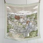 "Eternal Rome" Hand-Sketched Landscape Scarf | 100% Mulberry Silk (65x65cm)