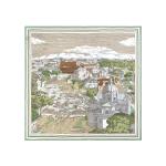 "Eternal Rome" Hand-Sketched Landscape Scarf | 100% Mulberry Silk (65x65cm)