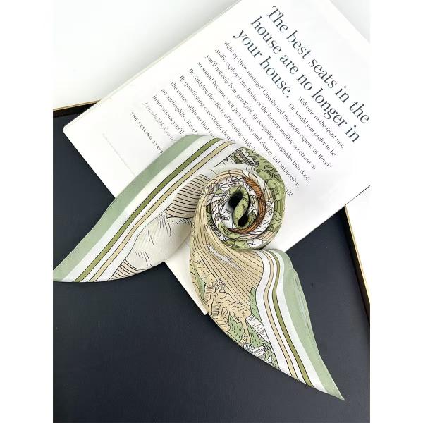 "Eternal Rome" Hand-Sketched Landscape Scarf | 100% Mulberry Silk (65x65cm)