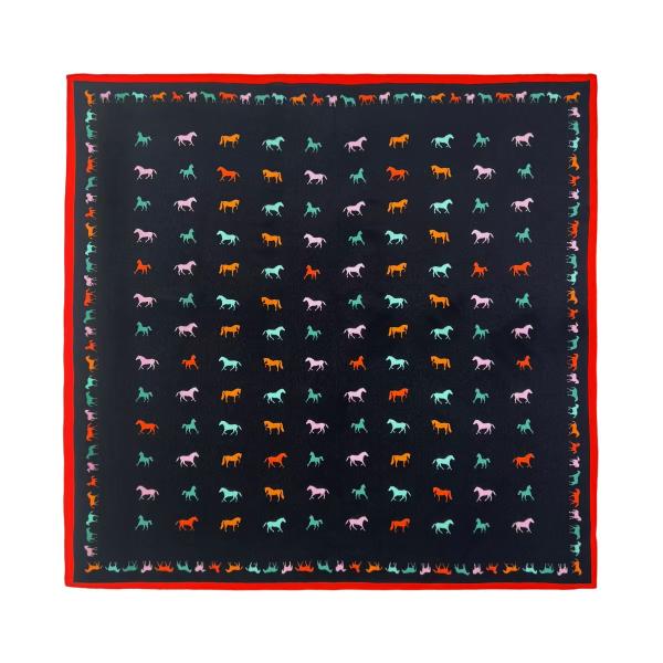 Classic Equestrian Silhouette Square Scarf | 100% Mulberry Silk (65x65cm)