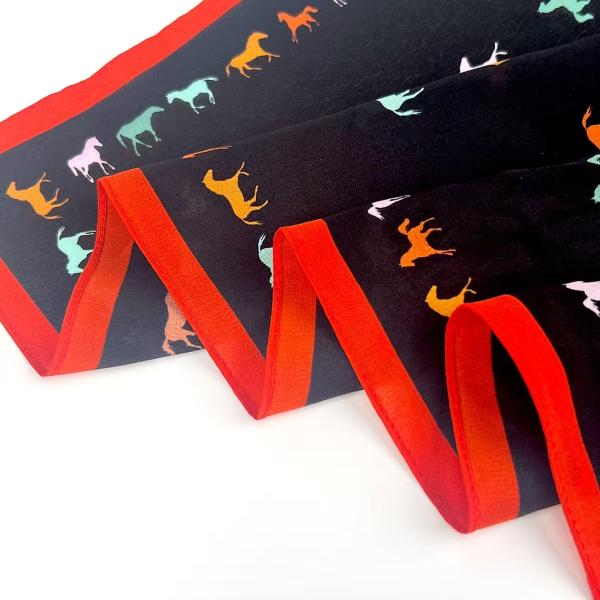 Classic Equestrian Silhouette Square Scarf | 100% Mulberry Silk (65x65cm)