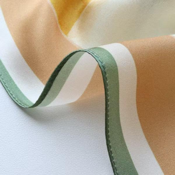 Celadon Green & Camel Abstract Floral Square Silk Scarf: An Artistic Morandi-Palette Accessory for Autumn and Spring
