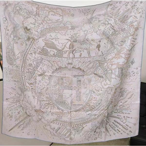 Midnight Blue & Sage Zenith: Mythical Zodiac Reversible Silk Scarf