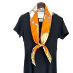 Luxury Horse & Carriage Print Silk Scarf - Hand-Rolled 100% Mulberry Silk Twill