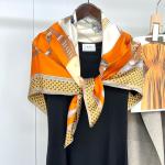 Luxury Horse & Carriage Print Silk Scarf - Hand-Rolled 100% Mulberry Silk Twill