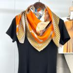 Luxury Horse & Carriage Print Silk Scarf - Hand-Rolled 100% Mulberry Silk Twill