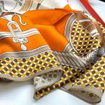 Luxury Horse & Carriage Print Silk Scarf - Hand-Rolled 100% Mulberry Silk Twill