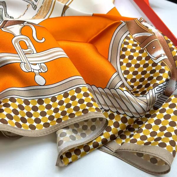 Luxury Horse & Carriage Print Silk Scarf - Hand-Rolled 100% Mulberry Silk Twill
