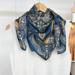 The Royal Blue Paisley Heritage: 100% Mulberry Silk Scarf