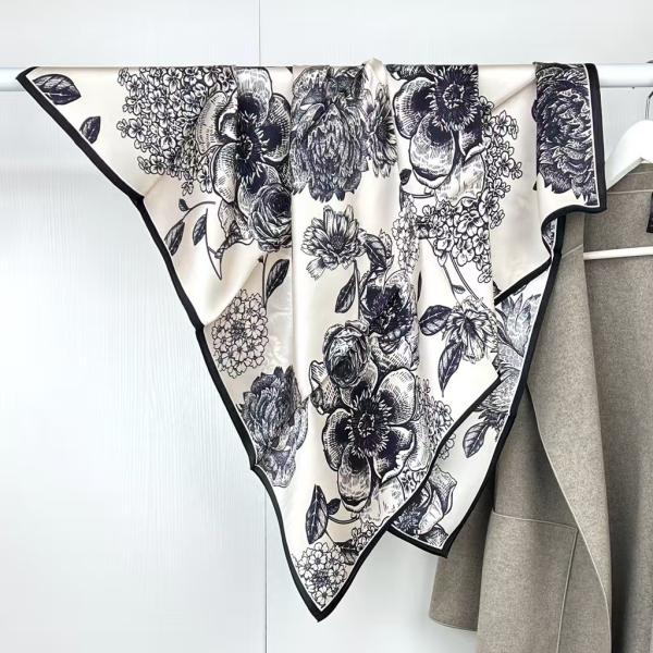 The Ink Botanical Sketch: Hand-Painted Floral Silk Twill