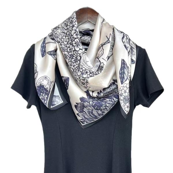 The Ink Botanical Sketch: Hand-Painted Floral Silk Twill