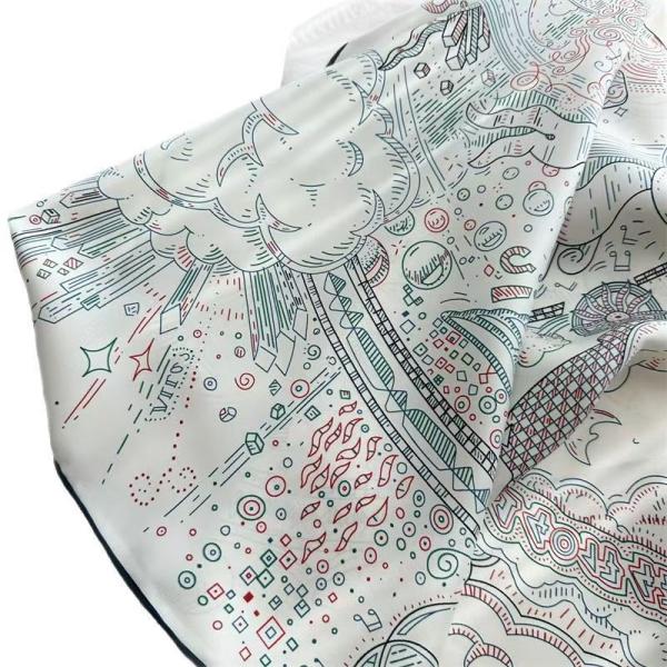 Midnight Blue & Sage Zenith: Mythical Zodiac Reversible Silk Scarf