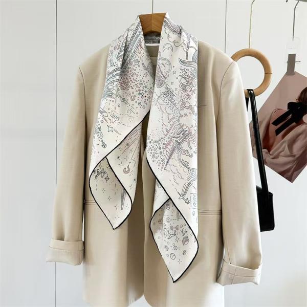 Midnight Blue & Sage Zenith: Mythical Zodiac Reversible Silk Scarf