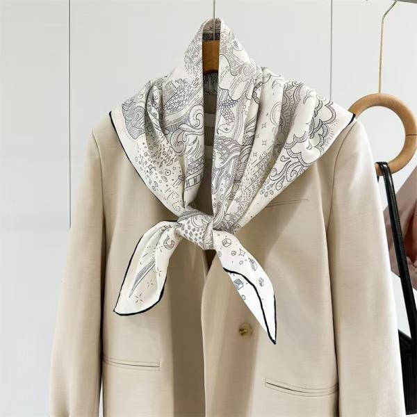 Midnight Blue & Sage Zenith: Mythical Zodiac Reversible Silk Scarf