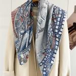 "City of Light" Premium Mulberry Silk Square Scarf - Retro Cinematic Art Deco Hand-Rolled Wrap