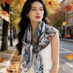 "City of Light" Premium Mulberry Silk Square Scarf - Retro Cinematic Art Deco Hand-Rolled Wrap