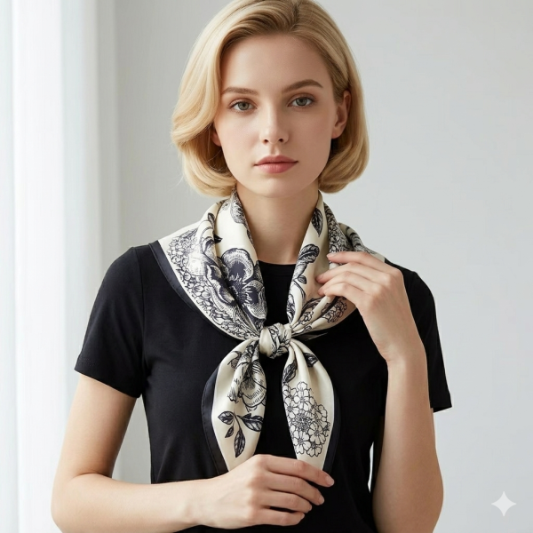 The Ink Botanical Sketch: Hand-Painted Floral Silk Twill