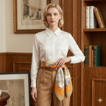 Luxury Horse & Carriage Print Silk Scarf - Hand-Rolled 100% Mulberry Silk Twill