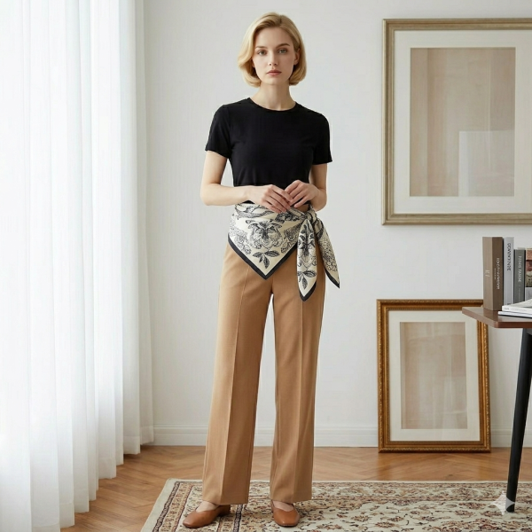 The Ink Botanical Sketch: Hand-Painted Floral Silk Twill