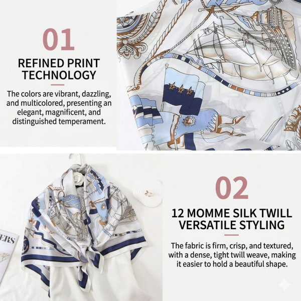 The Royal Heritage: 100% Mulberry Silk Twill Square