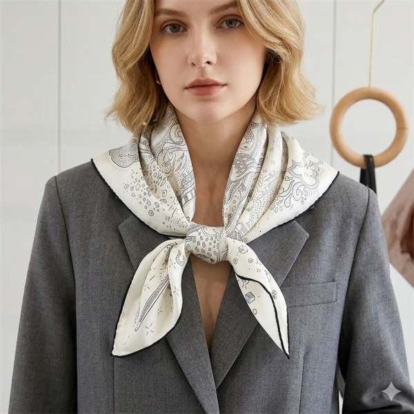 Midnight Blue & Sage Zenith: Mythical Zodiac Reversible Silk Scarf