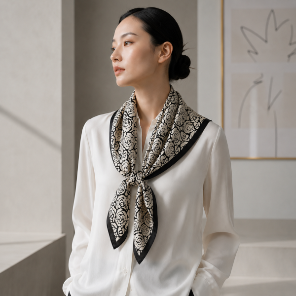 Nocturne Rose Silk Scarf