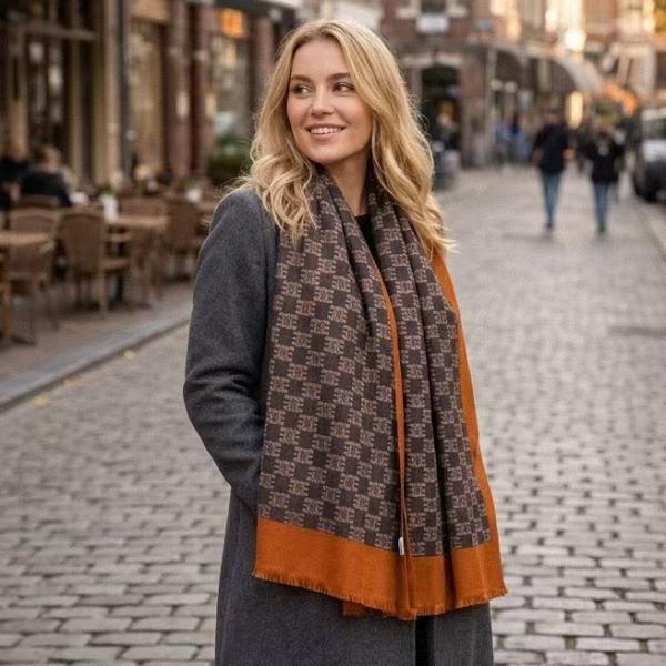 Heritage Monogram Wool Wrap — 100% Virgin Wool