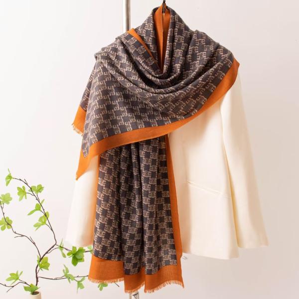 Heritage Monogram Wool Wrap — 100% Virgin Wool